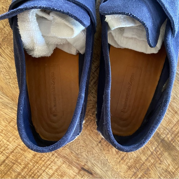 Ermenegildo Zegna Dark Blue Suede Loafers - Picture 6 of 8